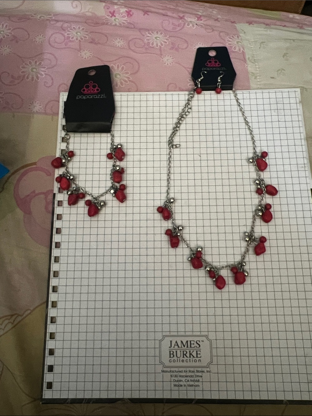 paparazzi Silver-Tone Necklace and Bracelet with Red Teardrops Set